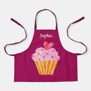 Tablier Cupcake Kids NOM apron de cuisson aquarelle