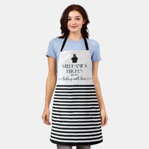 Tablier Cupcake Nom Cuisine Avec Amour Bande Noire Apron