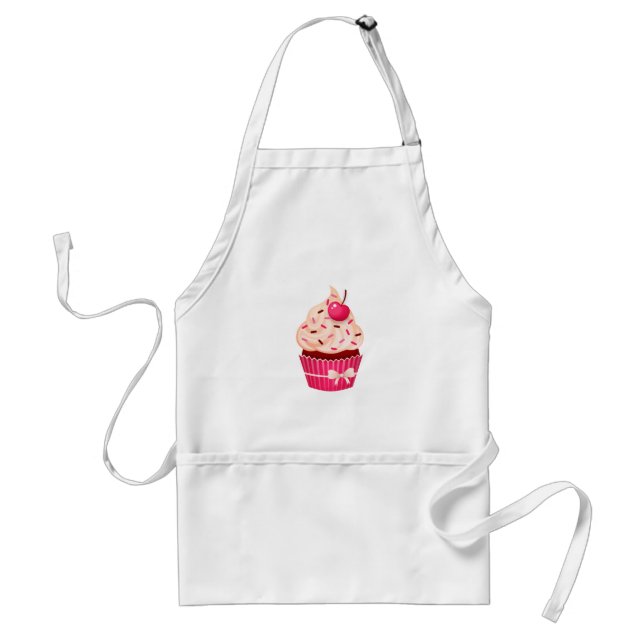 Tablier Cupcake rose avec arroses et cerise (Devant)