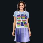 Tablier Cups And Stripes Novelty Geo Chef<br><div class="desc">Retro classic pattern Size: All-Over Print Apron, Medium 26"x30" Whether you are cooking at home, hosting a summer BBQ, or creating arts & crafts- do so in style with our fully customizable aprons! Made of a top quality polyester, our fully sublimation designs will definitely make a great impression on your...</div>