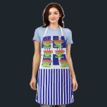 Tablier Cups And Stripes Novelty Geo Chef<br><div class="desc">Retro classic pattern Size: All-Over Print Apron, Medium 26"x30" Whether you are cooking at home, hosting a summer BBQ, or creating arts & crafts- do so in style with our fully customizable aprons! Made of a top quality polyester, our fully sublimation designs will definitely make a great impression on your...</div>