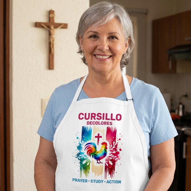 Tablier Cursillo DeColores Rooster & Cross Brush Strokes (Créateur téléchargé)