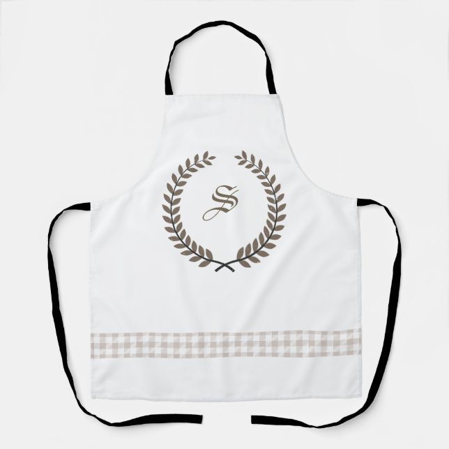 Tablier Cusom Monogram Farmhouse | Cuisine à carreaux init (Recto)