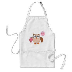 Tablier Custom Age Birthday Owl Cooking Apron