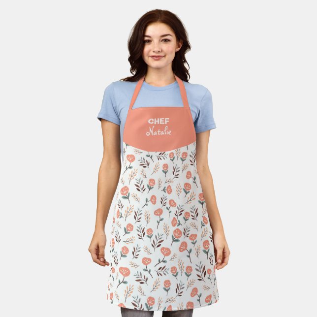 Tablier Custom Apron with Red Poppies (Porté)