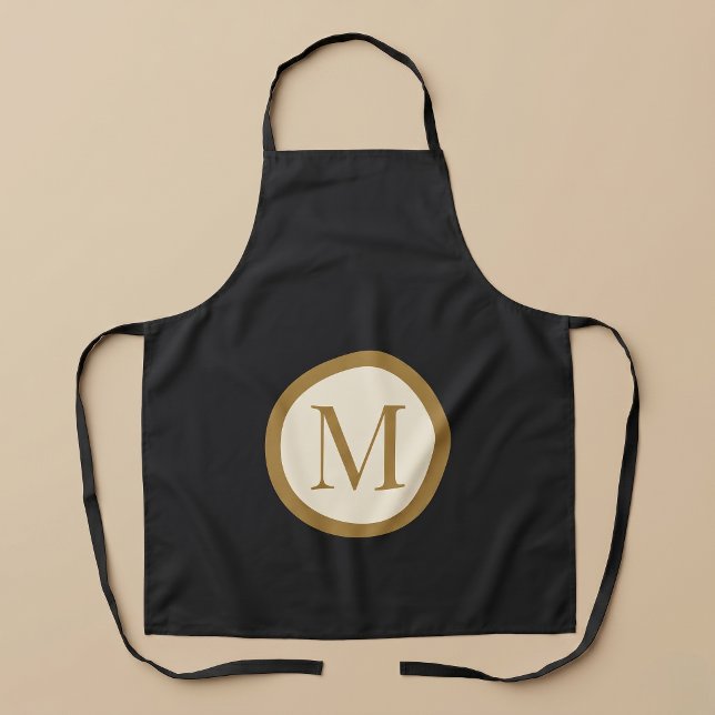 Tablier Custom Black & Gold Center Seal Monogram (Créateur téléchargé)