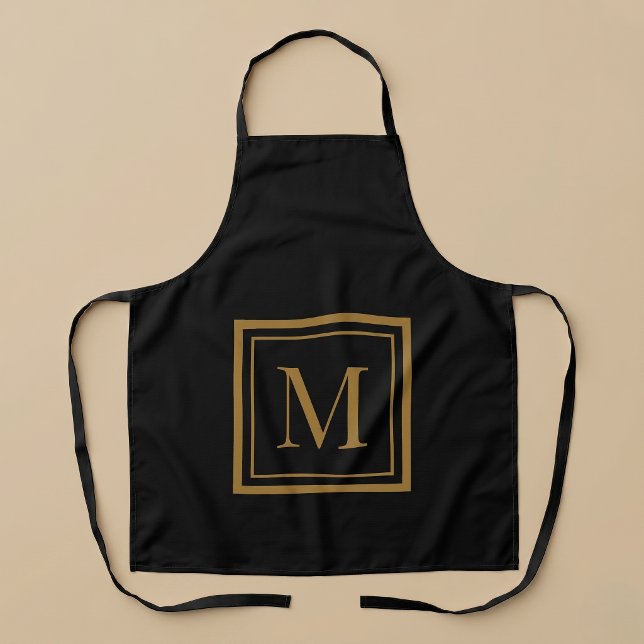Tablier Custom Black & Gold Framed Monogram (Créateur téléchargé)