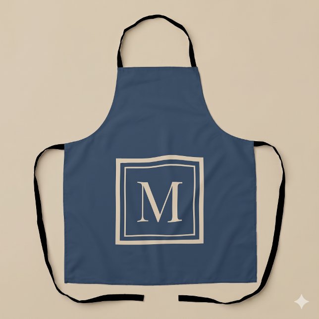Tablier Custom Blue & Vanilla Framed Monogram (Créateur téléchargé)