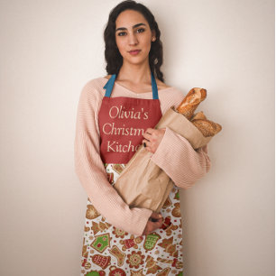 Tablier Custom Christmas Ginger pain Rouge Vert Blanc