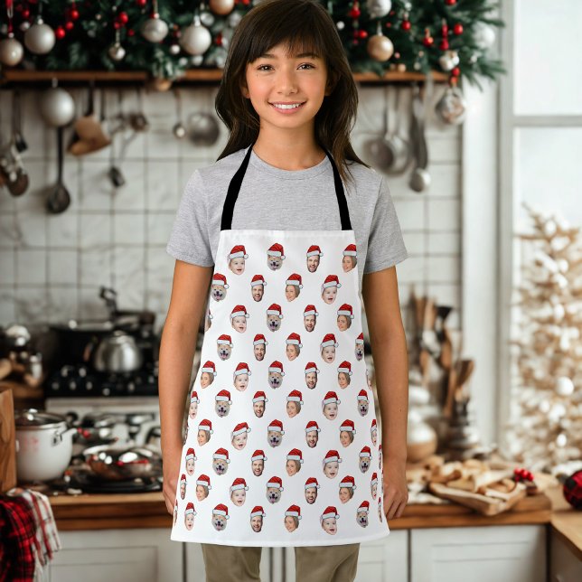 Tablier Custom Face Apron, Santa Hat 4 Photos Christmas (Créateur téléchargé)