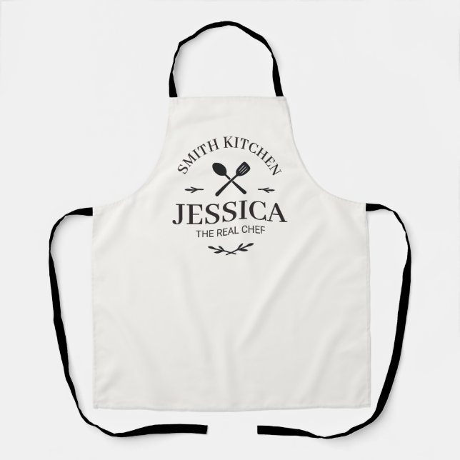 Tablier Custom Family Kitchen Apron with Name for Women (Recto)