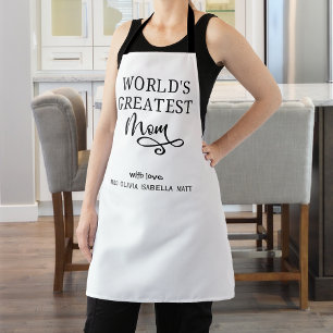 Tablier Custom Gift World's Greatest Mom, White and Black,