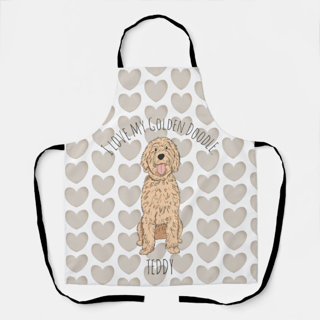 Tablier Custom Goldendoodle Whimsical Pattern Personalized (Recto)