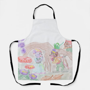 Tablier Custom Kids Artwork, deux mignonnes souris, fleurs