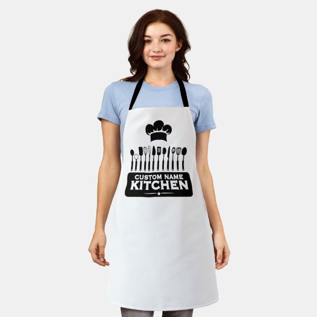 Tablier Custom Name Kitchen Chef Design Apron (Porté)