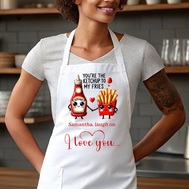 Tablier Custom Name Love Apron Funny Cartoon Food Art (Custom Name Love Apron Funny Cartoon Food Art)