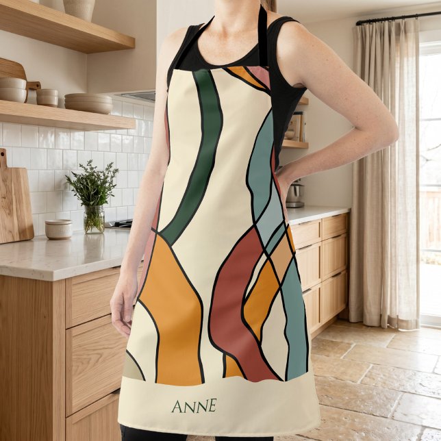 Tablier Custom Name Scandinavian Abstract Muted Kitchen  (Custom Name Scandinavian Abstract Muted Kitchen Gi Apron)