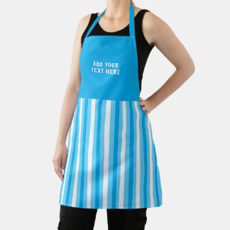 Tablier Custom text blue white striped 