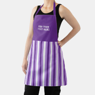 Tablier Custom text purple white striped 