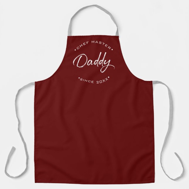 Tablier Custom Year Chef Master Daddy Red Personalized  (Recto)