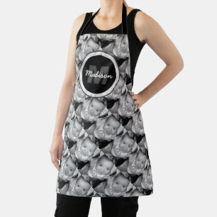 Tablier Customisez votre motif photo noir blanc Monogramme