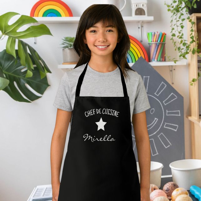 Tablier Customizable black apron - star apron for kids (Créateur téléchargé)