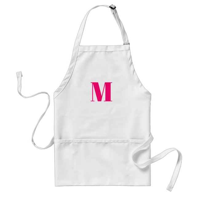 Tablier Customize monogram initial hot pink fuchsia white (Devant)