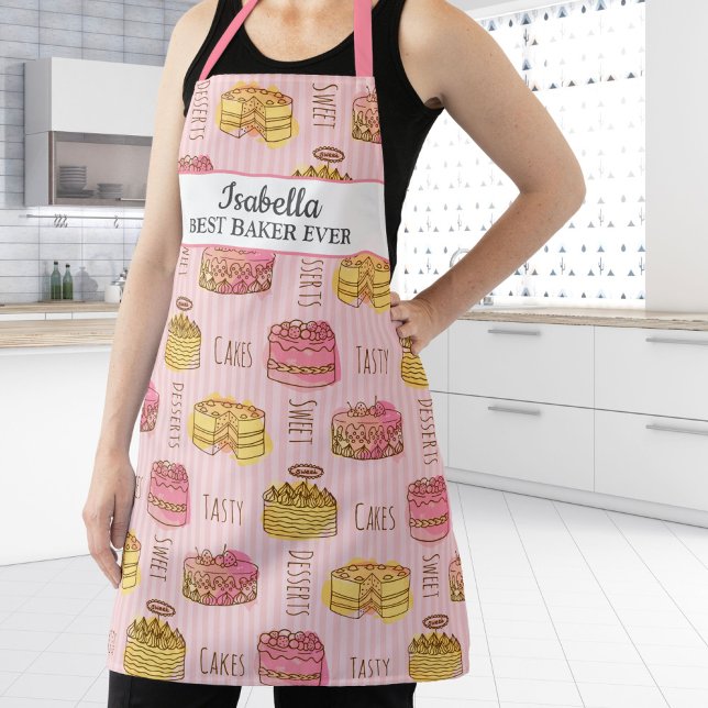 Tablier Cute Baker pâtisserie Chef pâtisserie Nom personna (Créateur téléchargé)