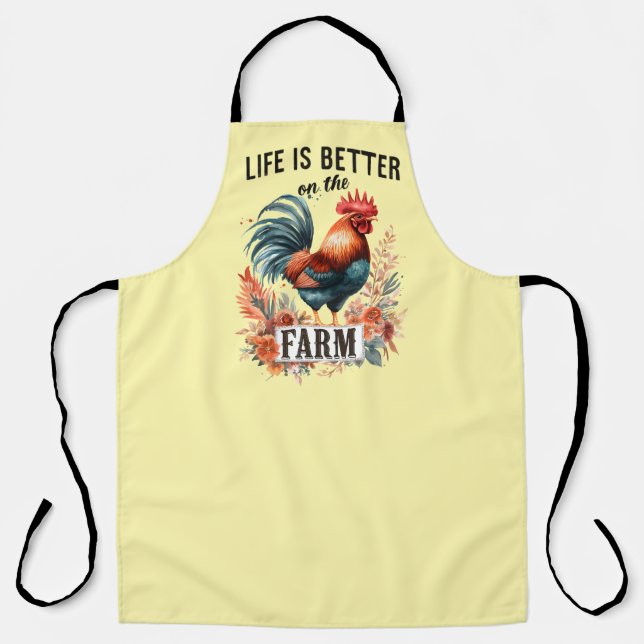Tablier Cute better farm life word art rooster (Recto)