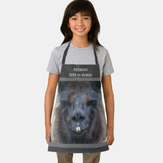 Tablier Cute Black Llama visage personnalisé