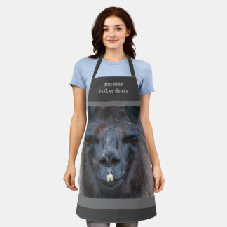 Tablier Cute Black Llama visage personnalisé