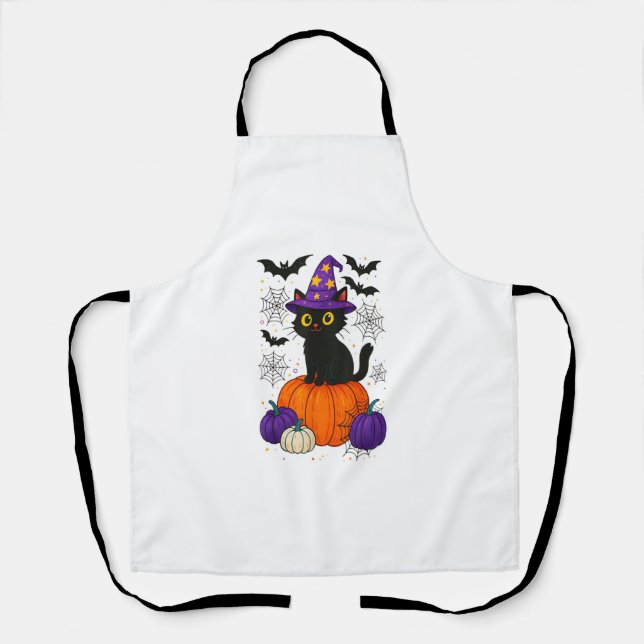 Tablier Cute Black Witch Cat Pumpkin Halloween Costume Fal (Recto)