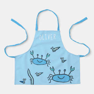 Tablier Cute Blue Crab Sea Animaux Nom du garçon Apron