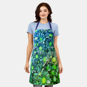 Tablier Cute Blue Green femmes Floral Chef Baker's