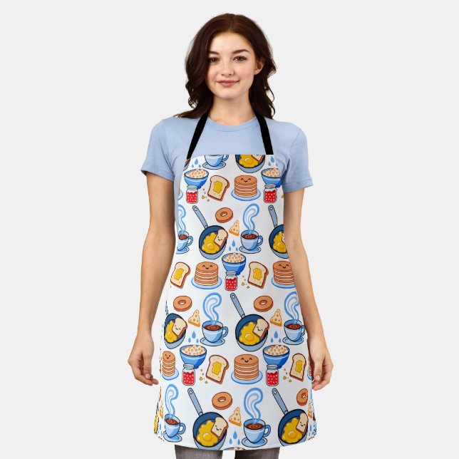 Tablier Cute Breakfast Pattern – Kawaii Food Seamless (Porté)