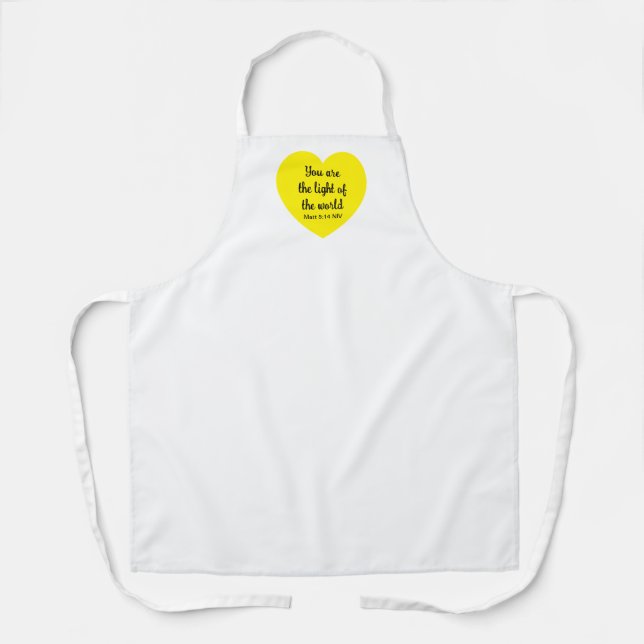 Tablier Cute Bright Yellow Heart Lumière du monde Blanc (Recto)