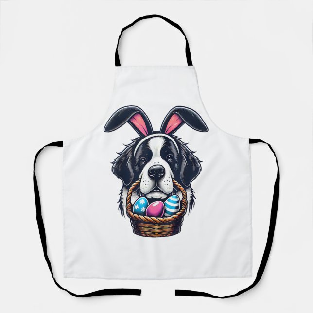 Tablier Cute Bunny Ear Saint Bernard Dog Easter Egg Owner  (Recto)