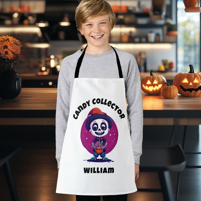 Tablier Cute Candy Collector Squelette enfants Halloween (Cute Candy Collector Skeleton Boys Halloween Apron)