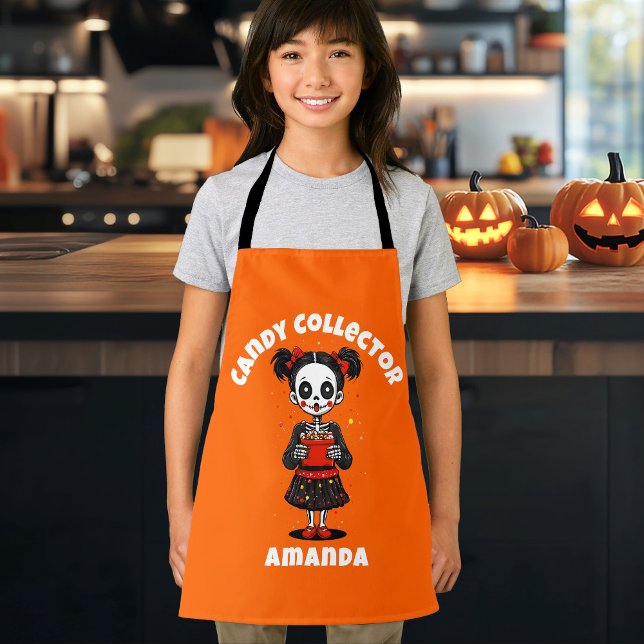 Tablier Cute Candy Collector Squelette Enfants Halloween (Cute Candy Collector Skeleton Girls Halloween Apron)