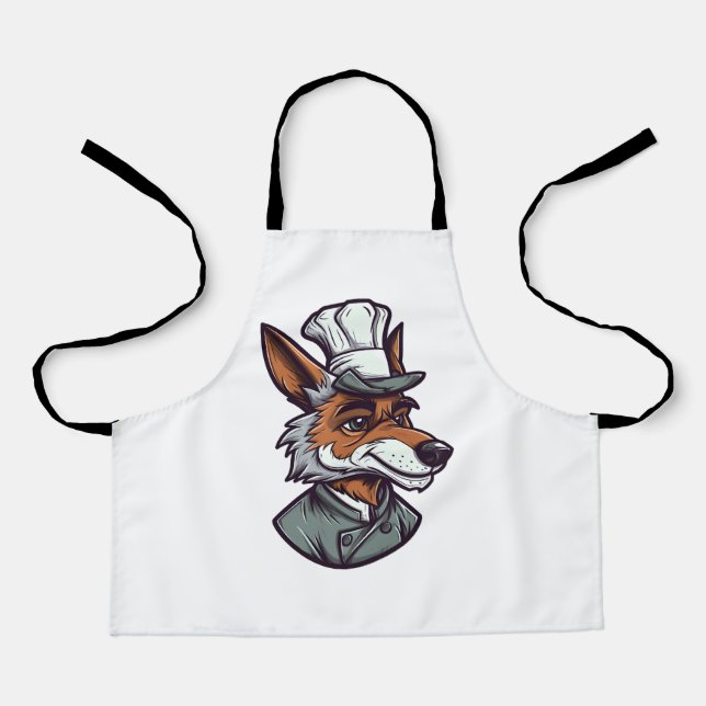 Tablier Cute Cartoon Wolf Chef adorable Animal Graphic (Recto)