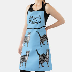 Tablier Cute Cat Tabby Motif Blue Cats Mums Cuisine