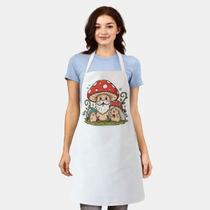 Tablier Cute Champignons Famille Cool Imprimé Adulte Apron