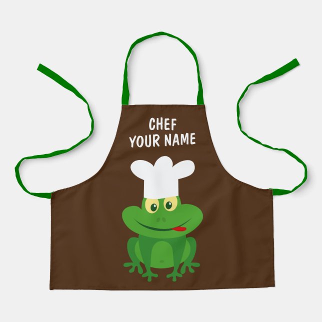 Tablier Cute chef grenouille dessin sur mesure enfants tab (Recto)