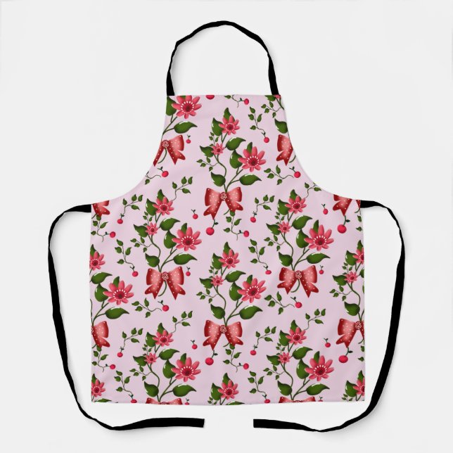 Tablier Cute Cherry Bow floral Pattern  (Recto)