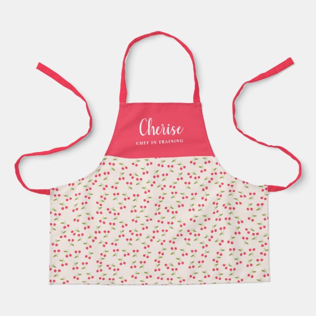 Tablier Cute Cherry Motif Moderne Filles Chef Formation (Recto)