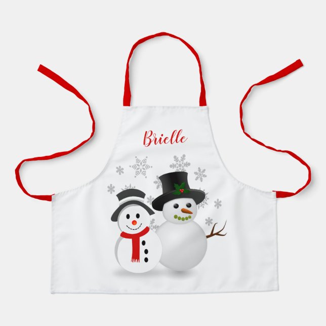 Tablier Cute Christmas Snowman Personnalisé (Recto)