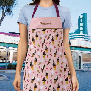 Tablier Cute Confes de sucre rose de crème glacée rétro