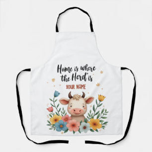 Tablier Cute Cow - Editable Family Name Design