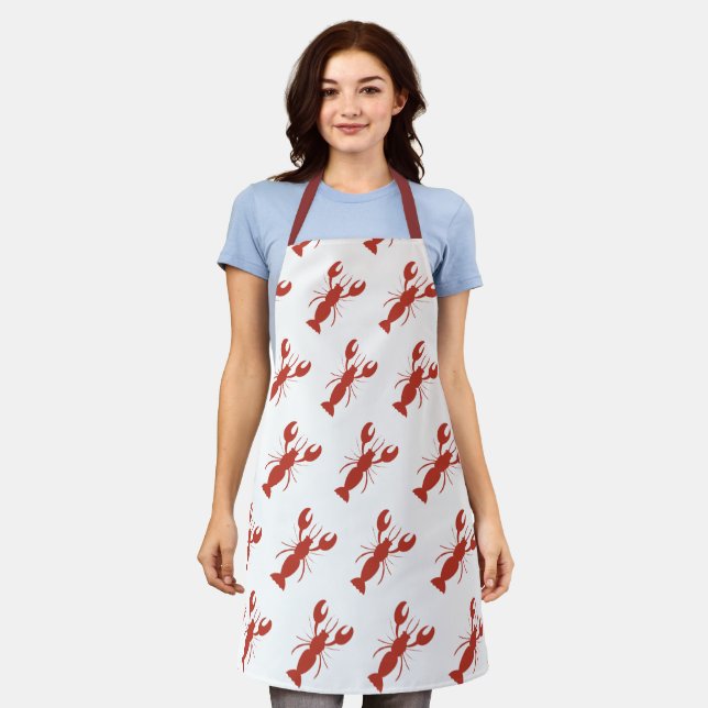 Tablier Cute Crawfish Boil Homard Cuisine Motif rouge (Porté)