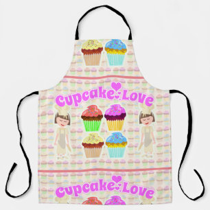 Tablier Cute Cupcake Love Chef Cartoon Art Fun